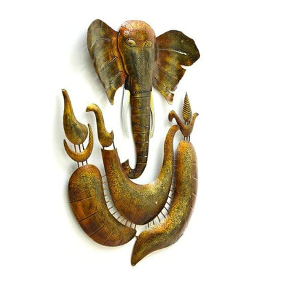 Metal Wall Art LED Lord Ganesha | Lord Ganesha Wall Decor | Best For Living Room And Bedroom | (40 X 4 X 50 Inch)