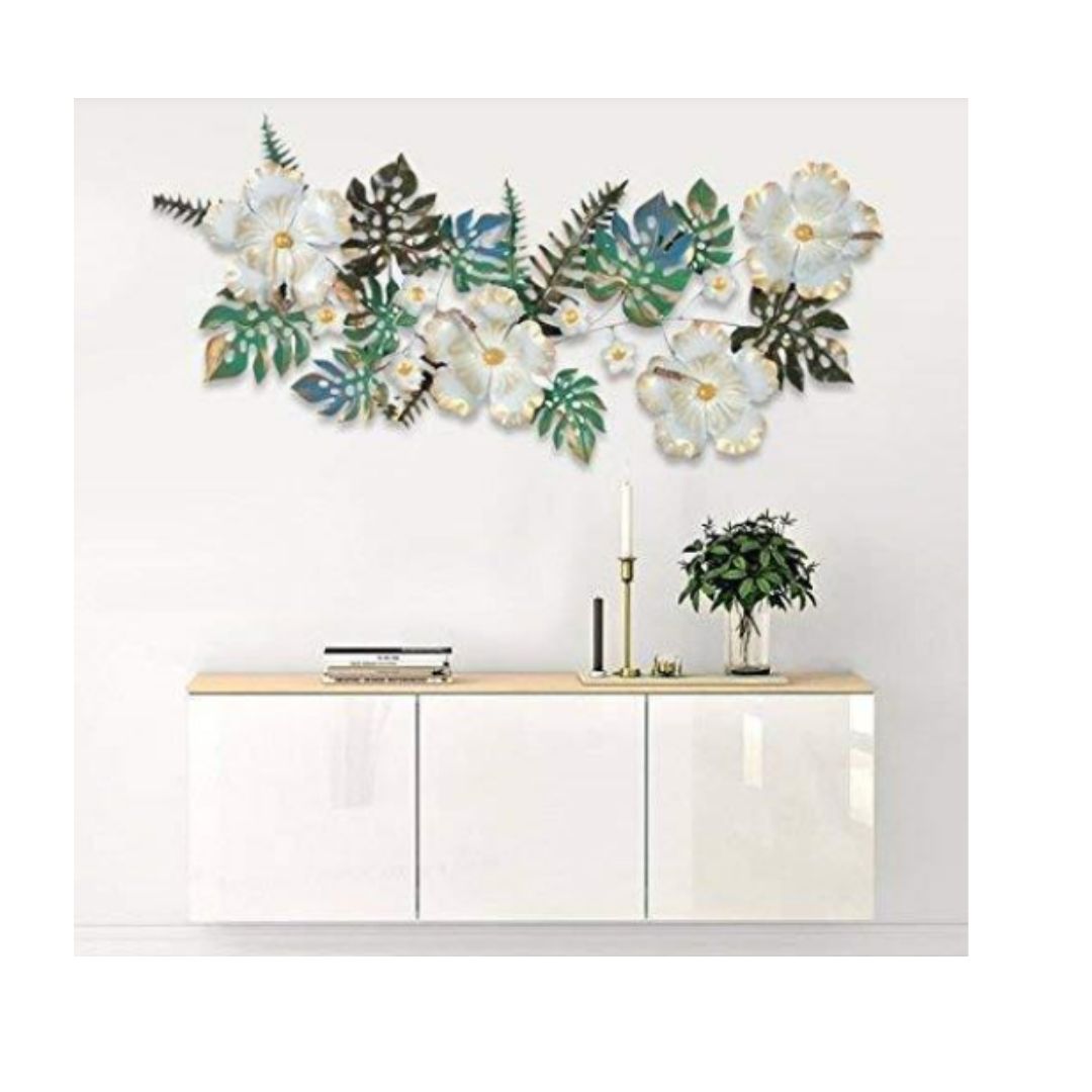 Metal Wall Art White Flower 