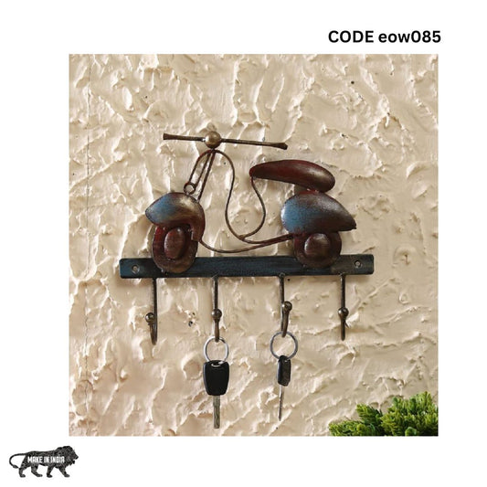 Metal Wall Art Brown Scooter 4 Hooks | Metal Scooter Wall Decor | Best For Living Room And Bedroom (12 X 3 X 10 Inch)