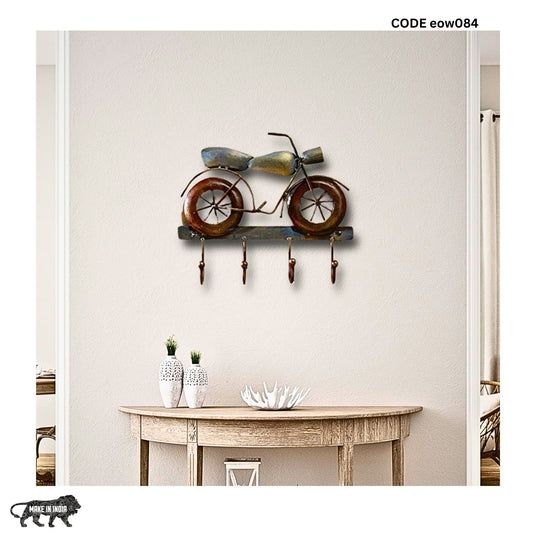 Metal Wall Art Brown Bike 4 Hooks