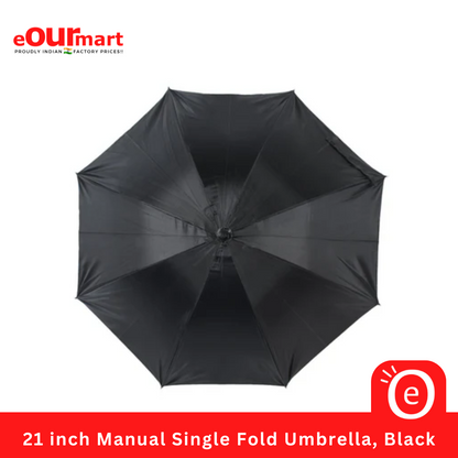 21 inch Manual Single Fold Umbrella, Black 