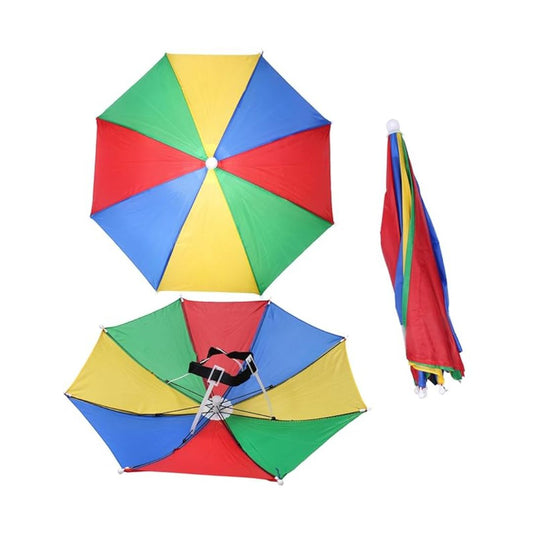 Umbrella Hands Free, Rainbow Colorful Hat Umbrella, Kids Umbrella  (Multicolor)