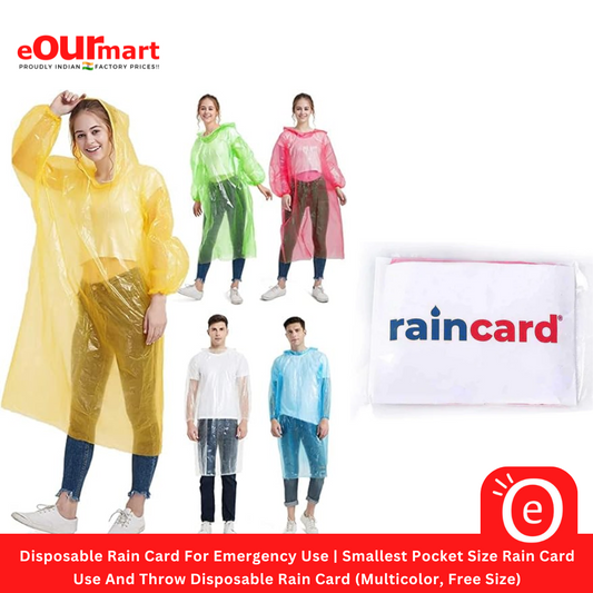 Unisex Disposable Rain Card For Emergency Use | Smallest Pocket Size Rain Card | Use And Throw Disposable Rain Card (Multicolor, Free Size)