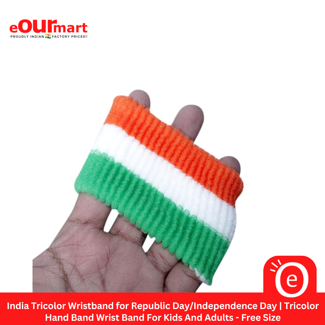 India Tricolor Wristband for Republic Day/Independence Day | Tricolor Hand Band Wrist Band For Kids And Adults - Free Size