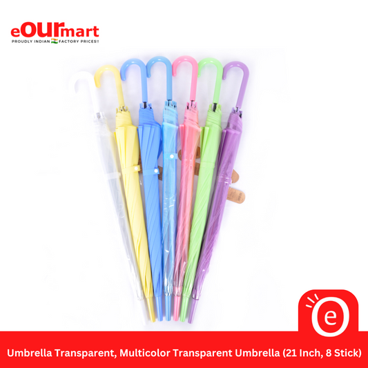 Umbrella Transparent, Multicolor Transparent Umbrella (21 Inch, 8 Stick)