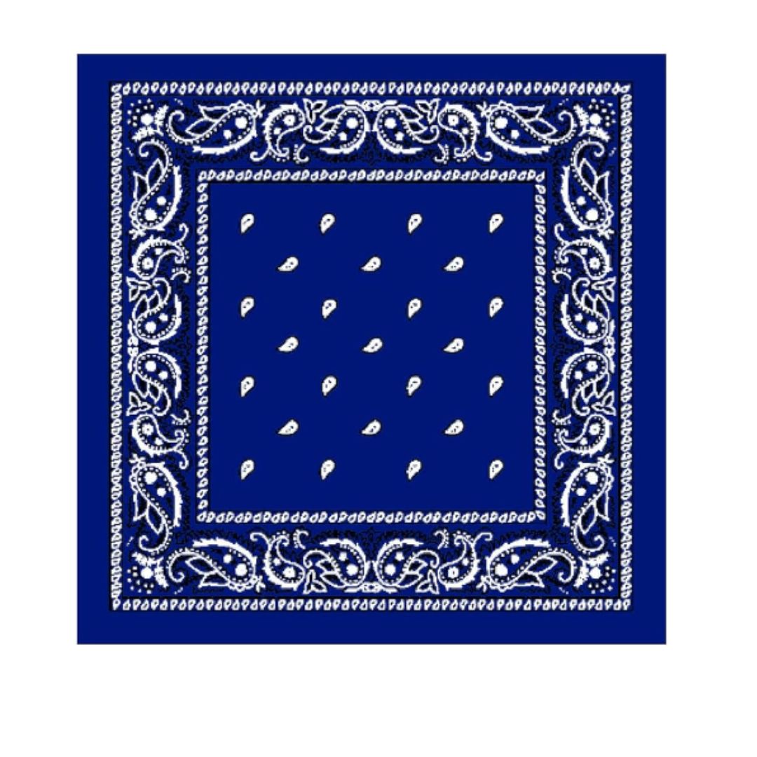 100% Western Design Cotton Paisley Bandana, Blue