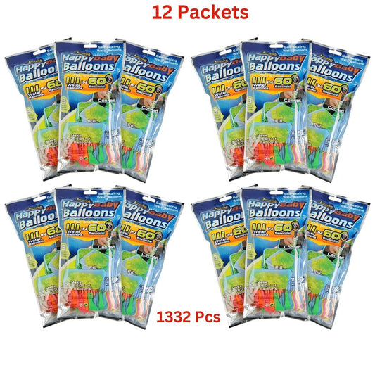 Holi Gubara/Water Balloons/Magic Water Balloons- 12 Packets, 1332 Pcs