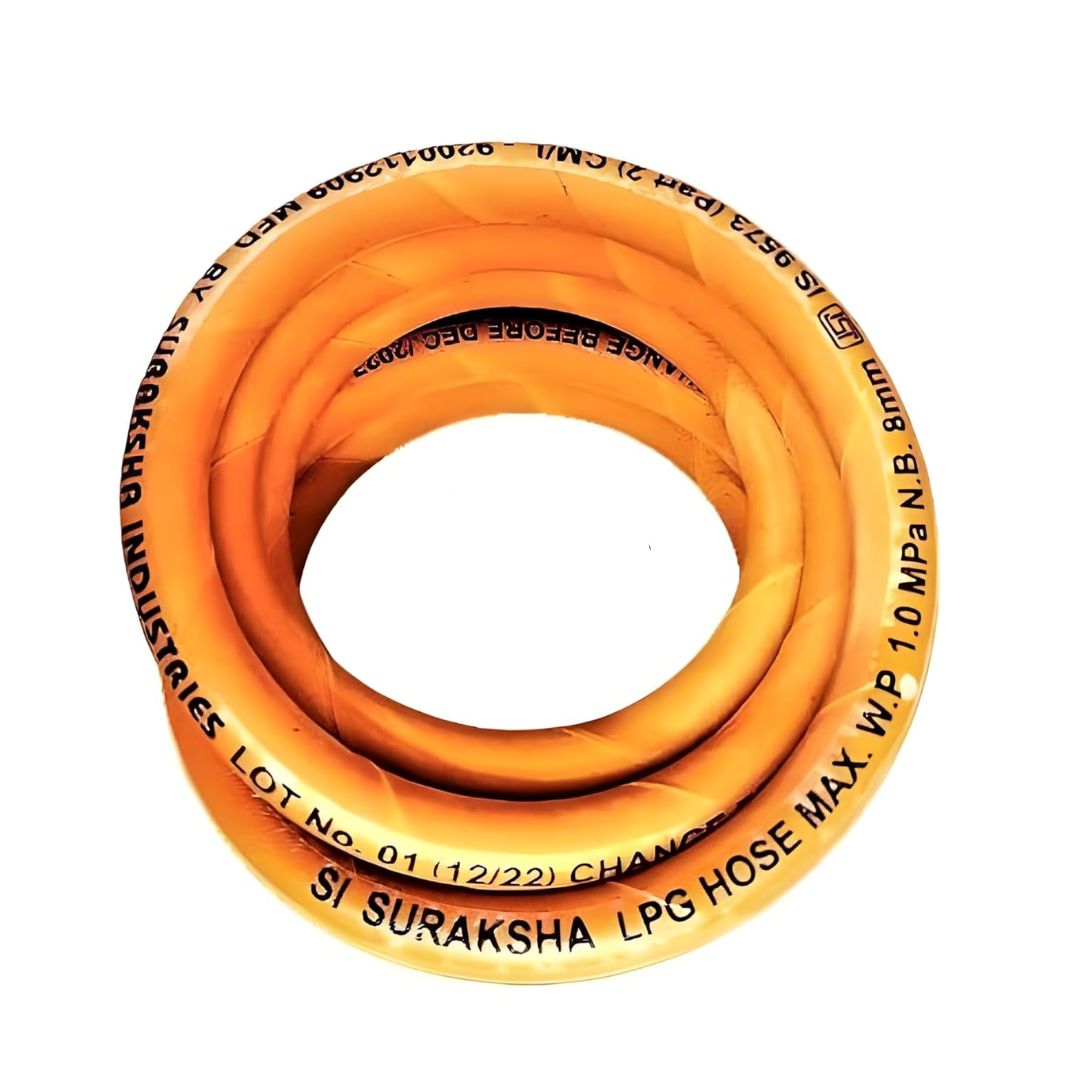 Suraksha Fine Quality Flexible 3 Layer Wire LPG Hose Pipe  (Orange, 15 Meter) ISO Certified