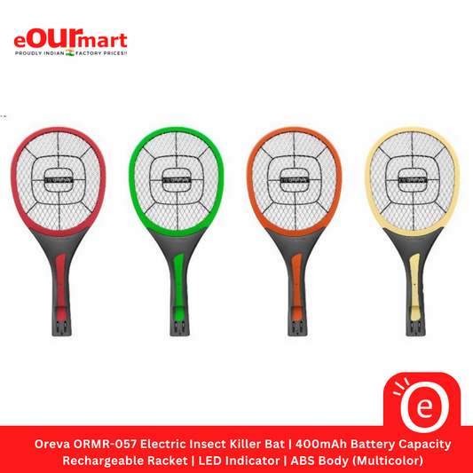 Oreva ORMR-057 Round Electric Insect Killer Indoor (Bat) | 400mAh Battery Capacity | Rechargeable Racket | LED Indicator | ABS Body (Multicolor)