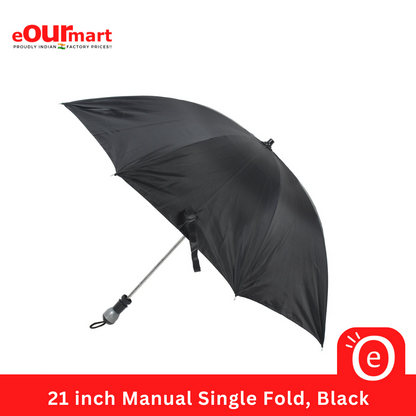 21 inch Manual Single Fold Umbrella, Black