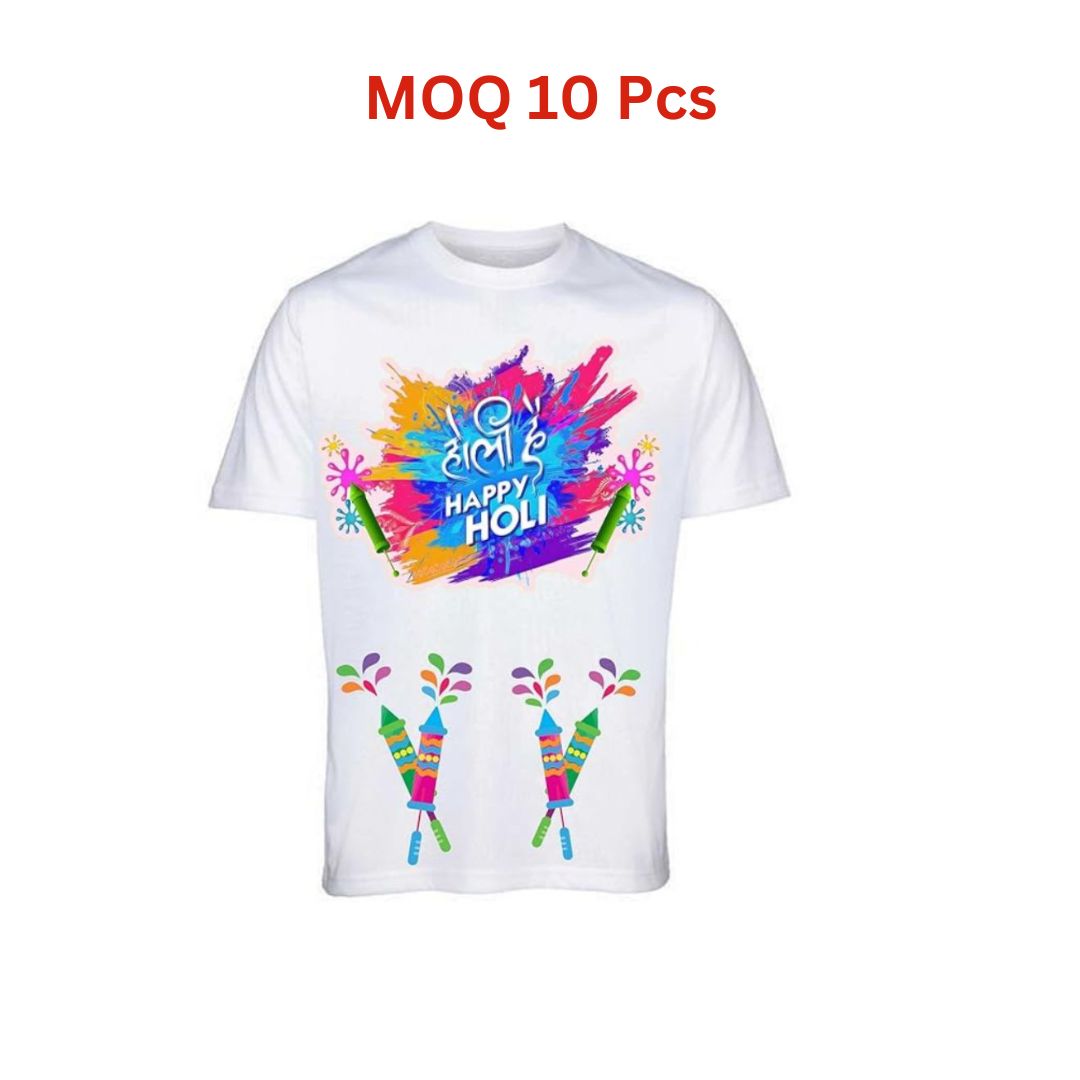 Colorful Holi Tshirt, Tshirt for Holi Festival Round Neck