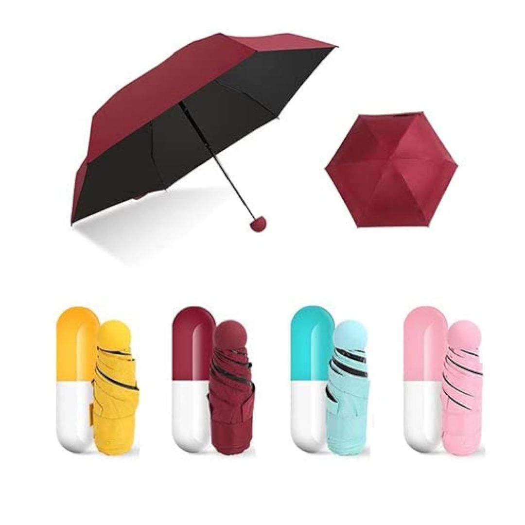 Capsule Umbrella | Mini Compact Umbrella | Windproof, Protect from UV Rays & Rain (Colour And Design May Vary)