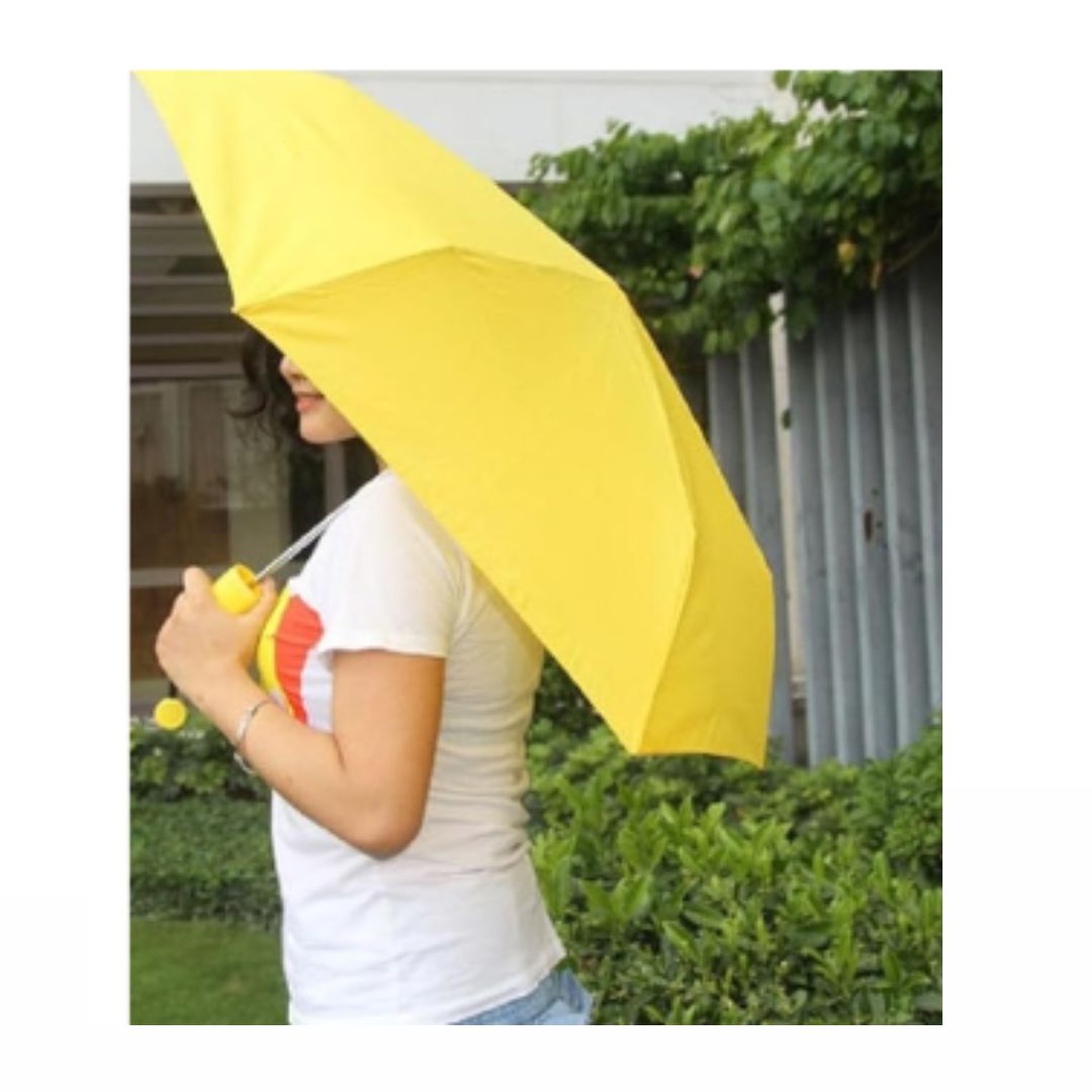 Banana Shaped 3 Fold Umbrella  For Man And Women, Windproof Umbrella (Multicolor)