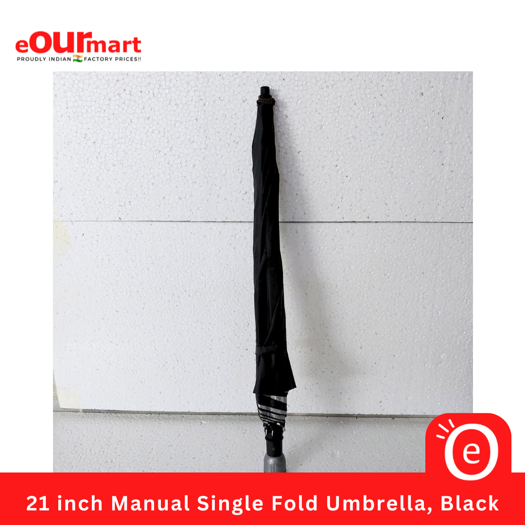 21 inch Manual Single Fold Umbrella, Black 