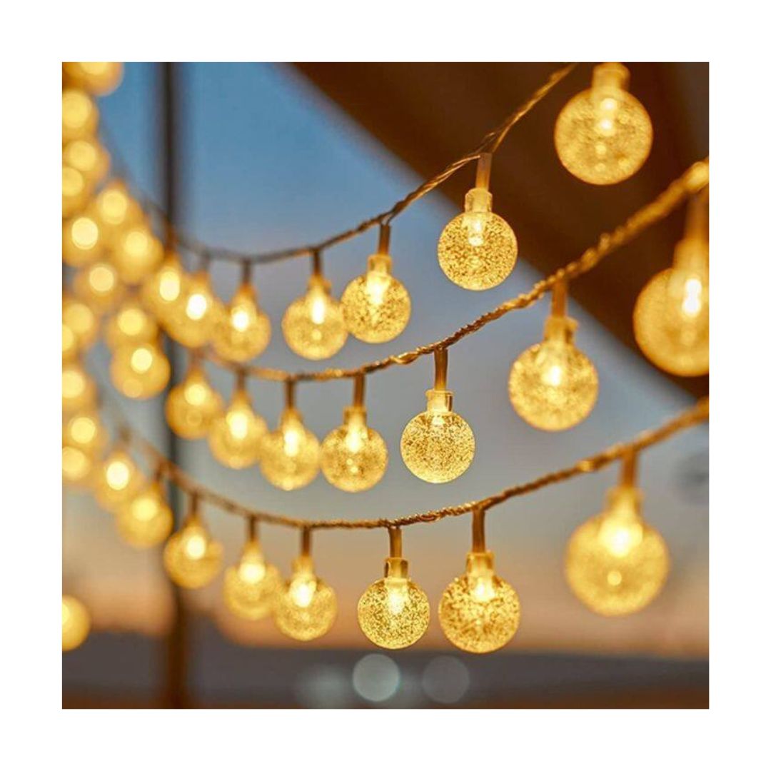 Diwali Lights For Home Decoration | Crystal Ball Light for Diwali (14 Bulb, 160 Inch, Warm White)