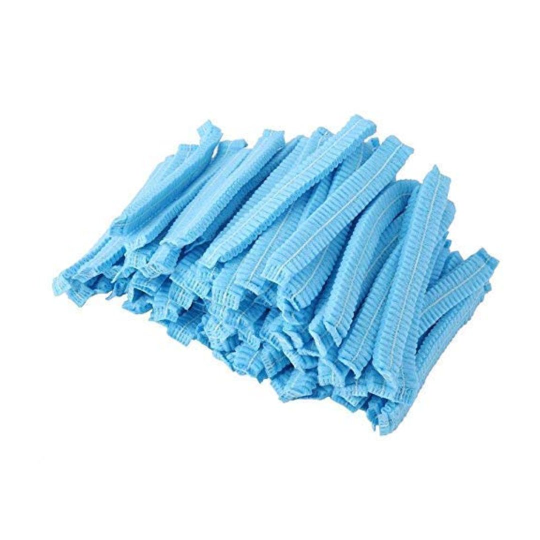 Disposable Non-Woven Unisex Bouffant Caps for Surgical, Restaurants, Cooking & Home Use, Free Size, 100 Pieces (Blue)