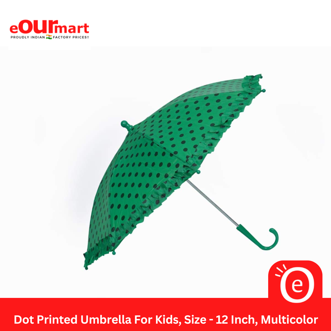 Dot Printed  Umbrella For Kids, Size - 12 Inch, Multicolor