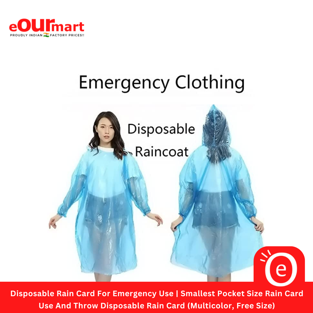 Unisex Disposable Rain Card For Emergency Use | Smallest Pocket Size Rain Card | Use And Throw Disposable Rain Card (Multicolor, Free Size)