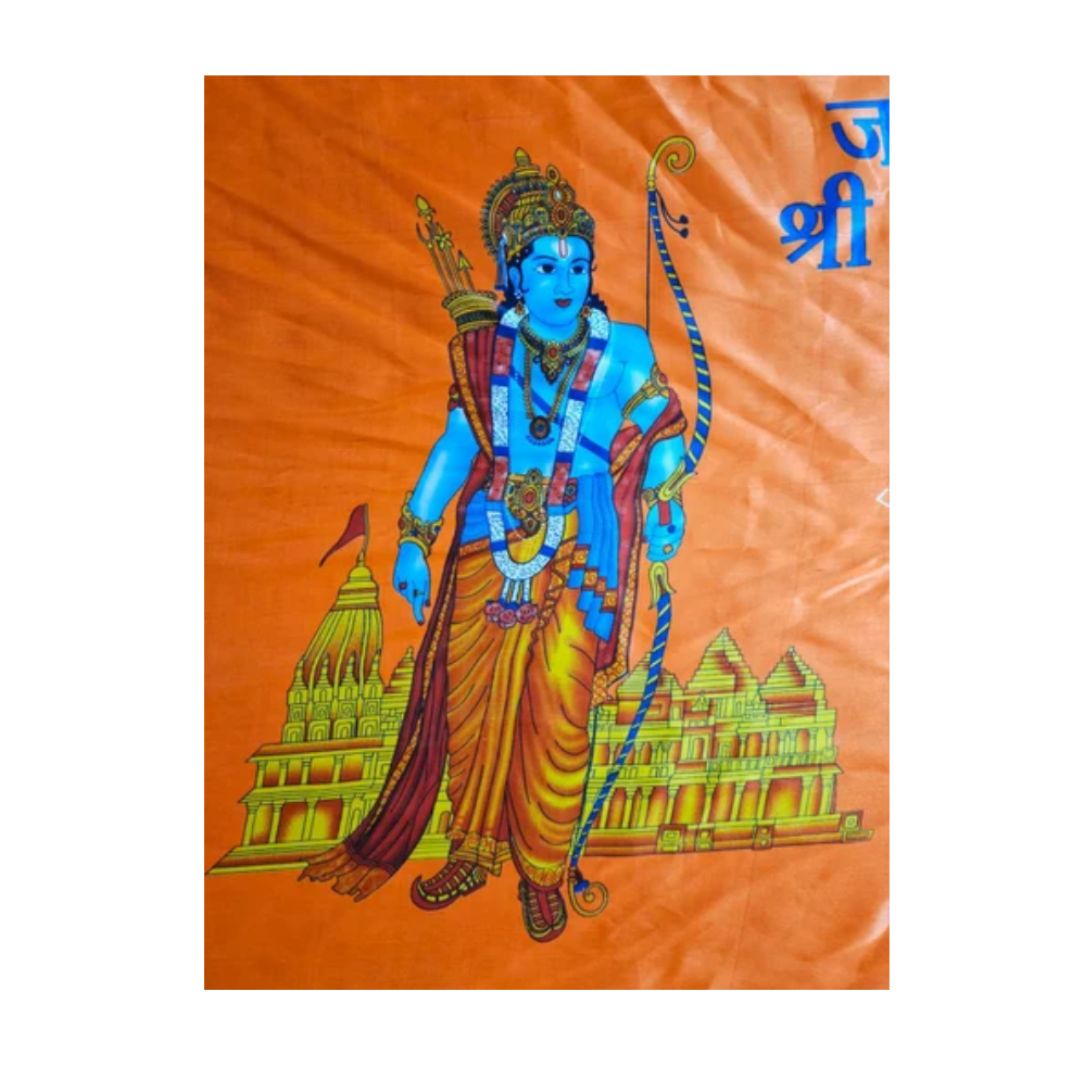 Shri Ram Temple Flag Ram Mandir Jhanda Bhagwa Saffron Flag (30x45 inch)