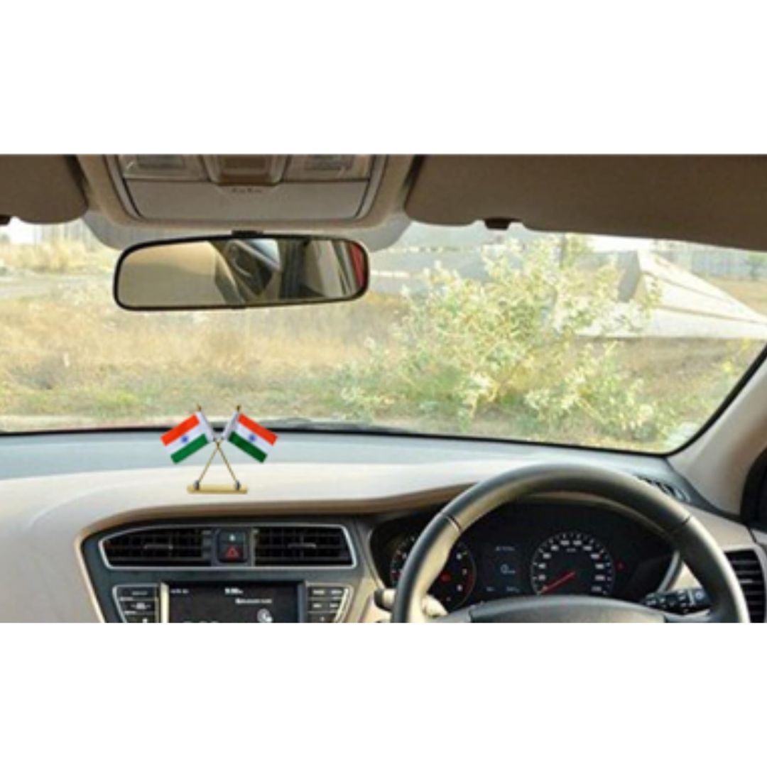 National Flag Of India For Car Dashboard Flag, Desk, Table And For Gifting Purpose (Design May Vary)