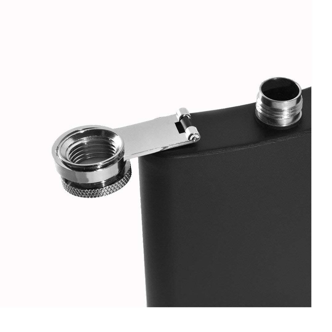 7 OZ Black Matte Stainless Steel Hip Flask, Wine Whiskey, Alcohol Drinks Pocket Bottle