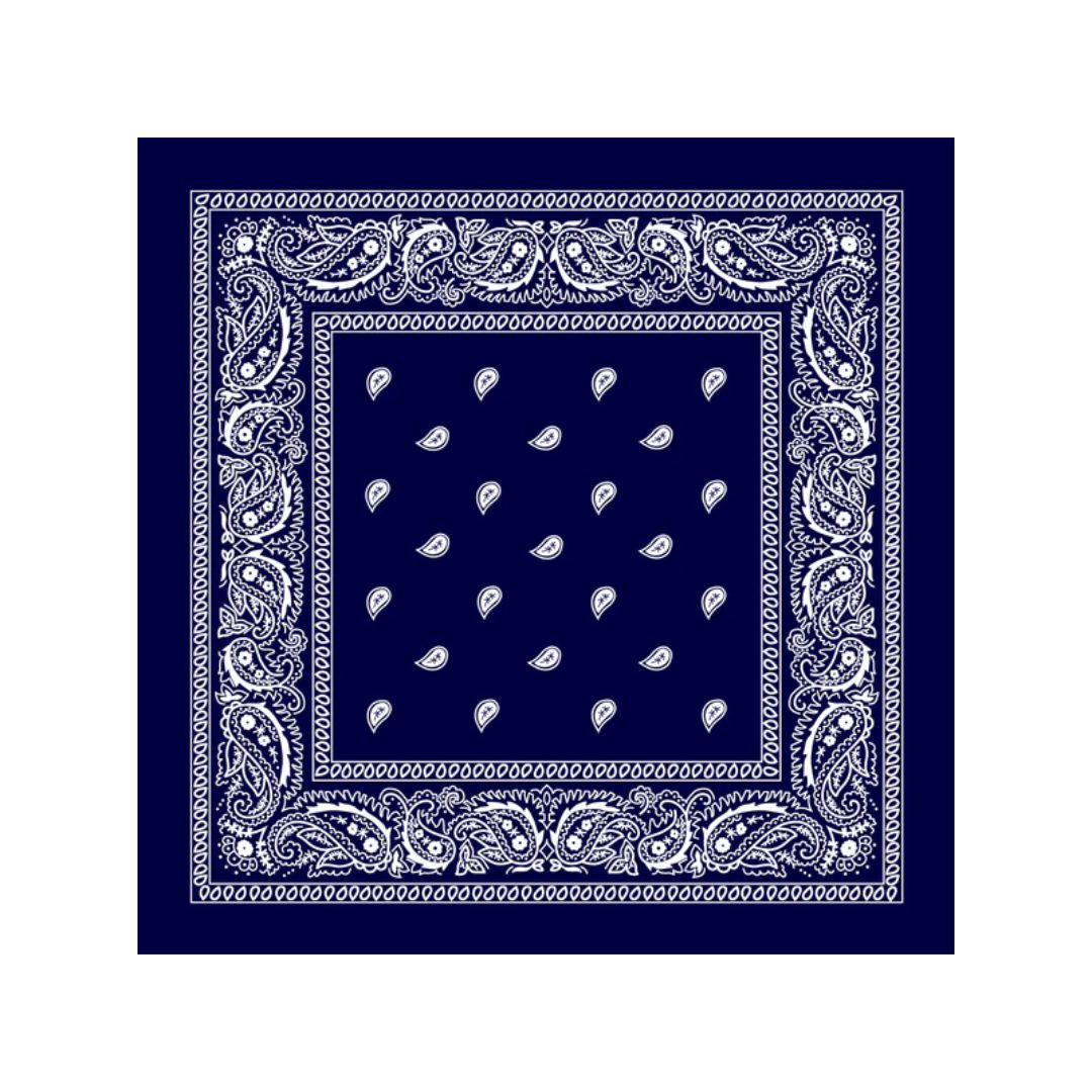 100% Western Design Cotton Paisley Bandana, Blue