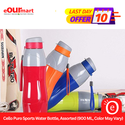 Cello Puro Sports Water Bottle, Assorted (900 ML, Color May Vary)