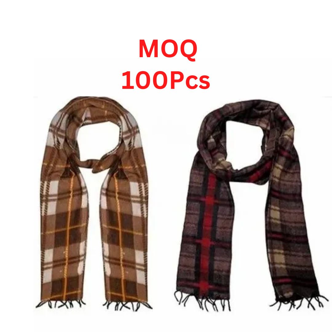 Woolen Muffler For Men |  Printed Soft & Warm Muffler | Buy Now At Wholesale Price, (MOQ 100 Pcs, Design & Colour May Vary)