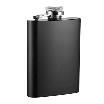 7 OZ Black Matte Stainless Steel Hip Flask, Wine Whiskey, Alcohol Drinks Pocket Bottle