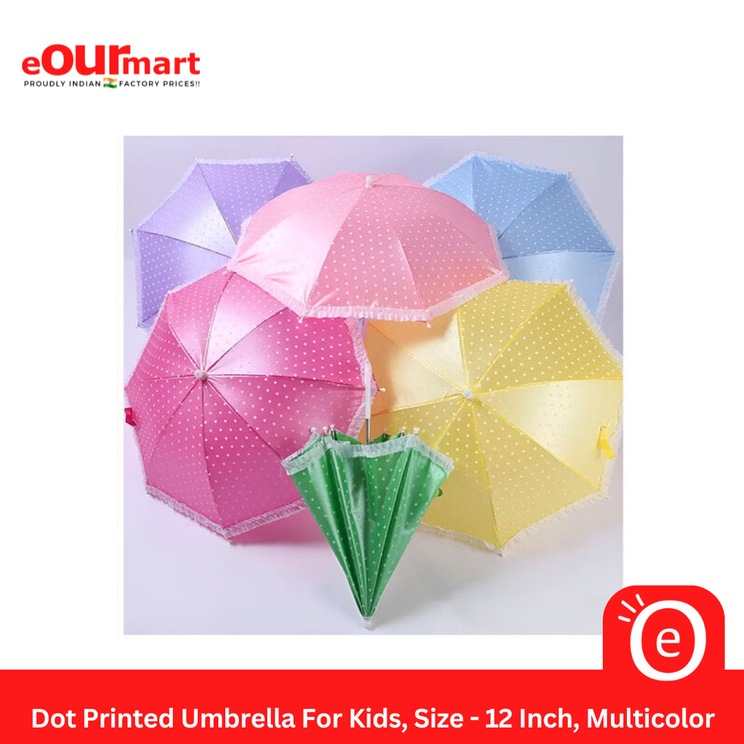 Dot Printed  Umbrella For Kids, Size - 12 Inch, Multicolor