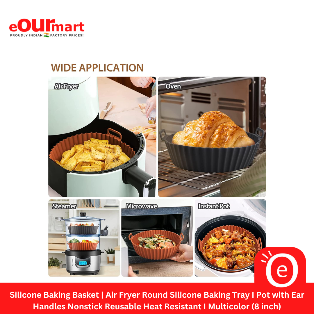 Silicone Baking Basket | Air Fryer Round Silicone Baking Tray I Pot with Ear Handles