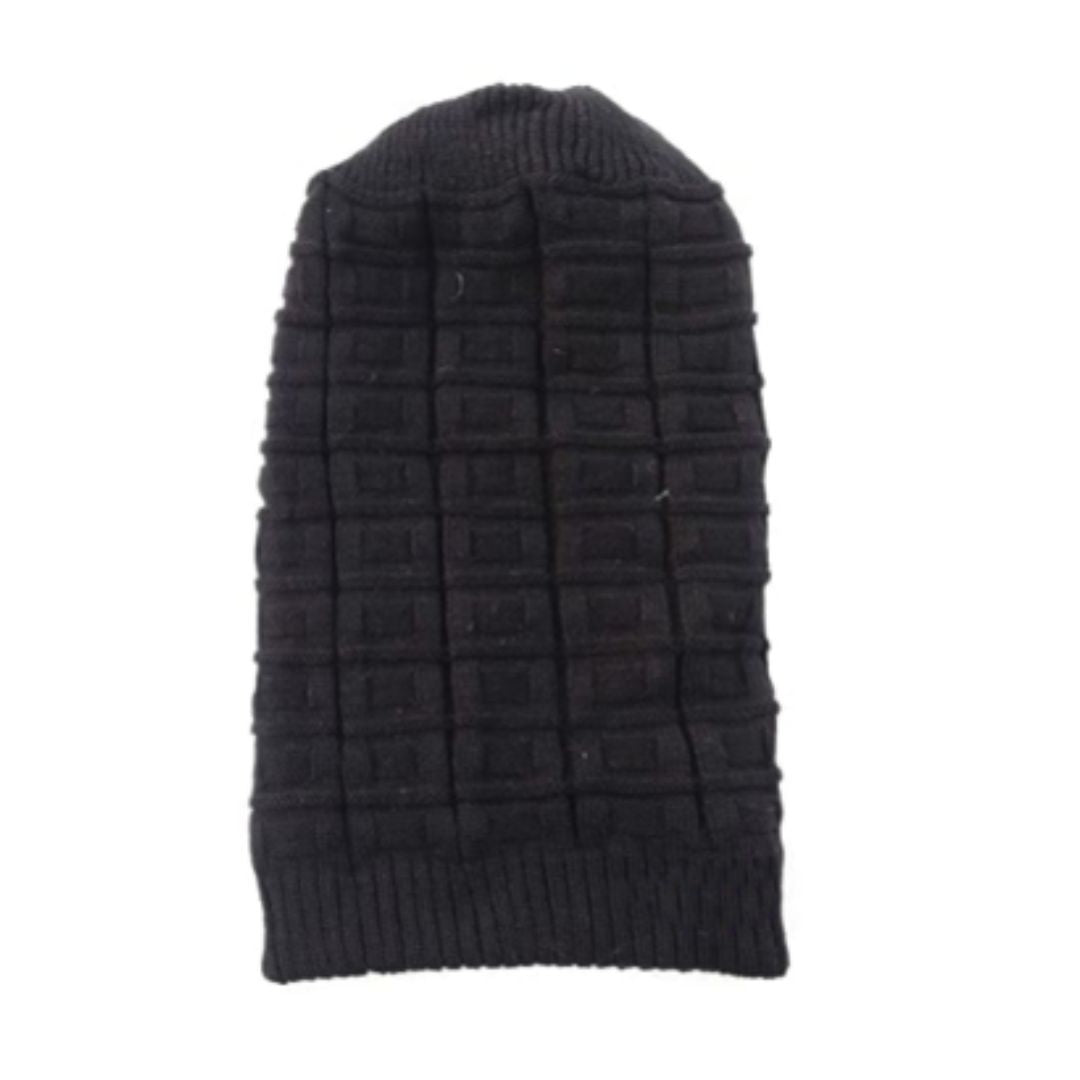 Women Beanie long Knitted Cap With Fur Inside Colour & Design May Vary