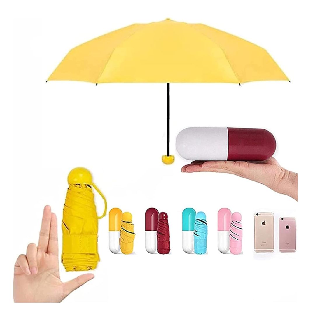 Capsule Umbrella | Mini Compact Umbrella | Windproof, Protect from UV Rays & Rain (Colour And Design May Vary)