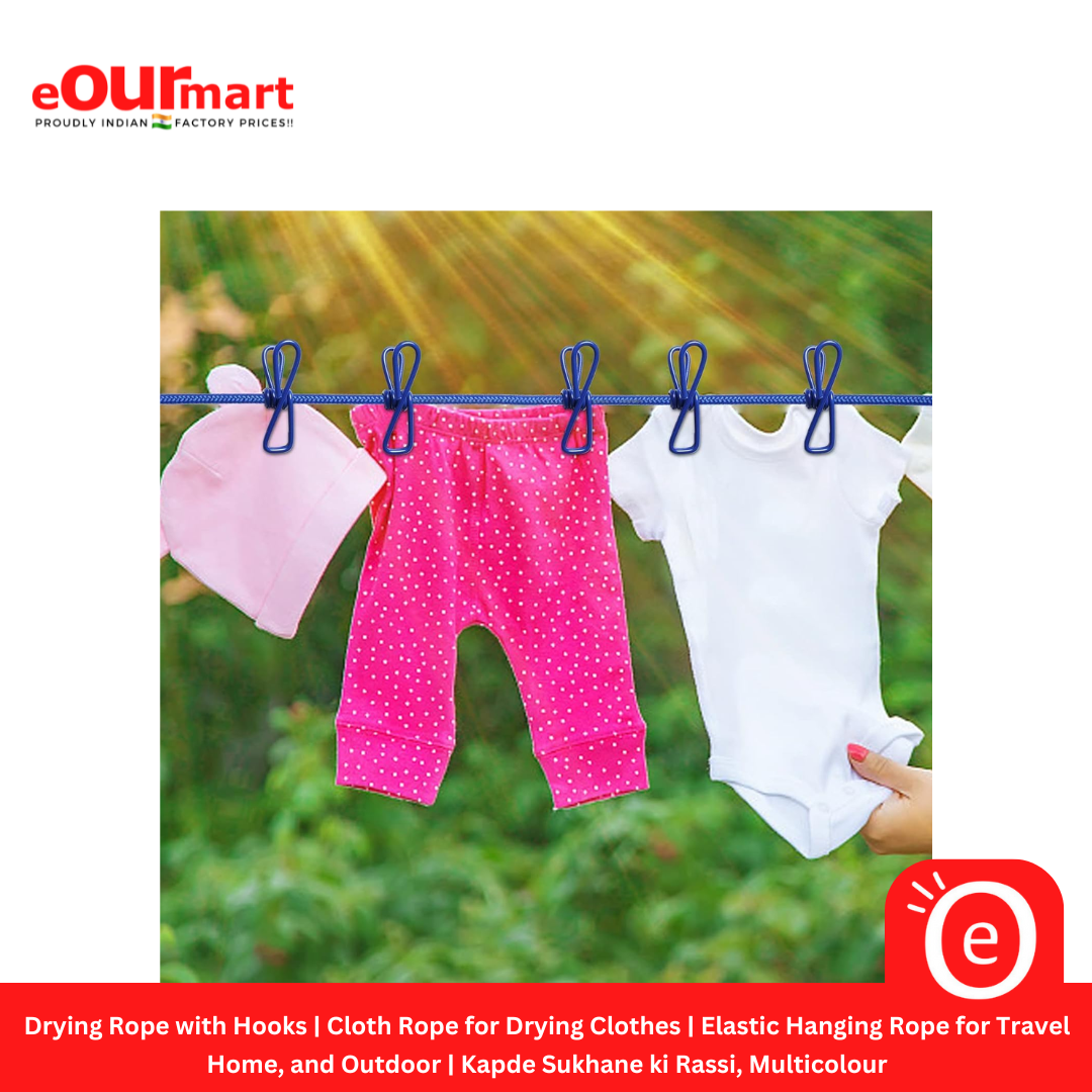 Drying Rope with Hooks | Cloth Rope for Drying Clothes | Elastic Hanging Rope 