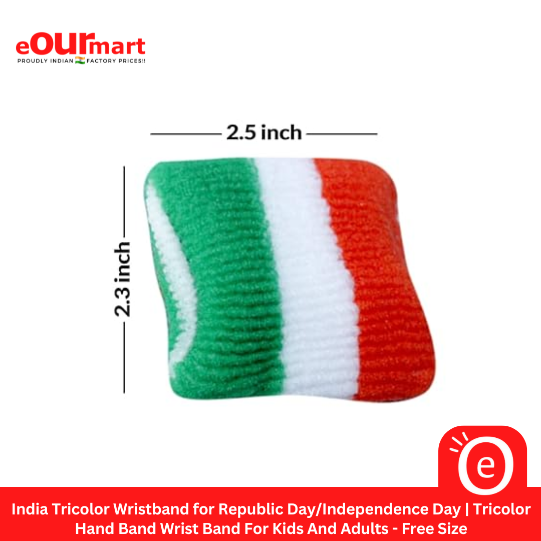 India Tricolor Wristband for Republic Day/Independence Day | Tricolor Hand Band Wrist Band For Kids And Adults - Free Size