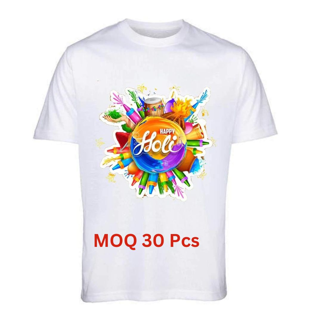 Colorful Holi Tshirt, Tshirt for Holi Festival Round Neck