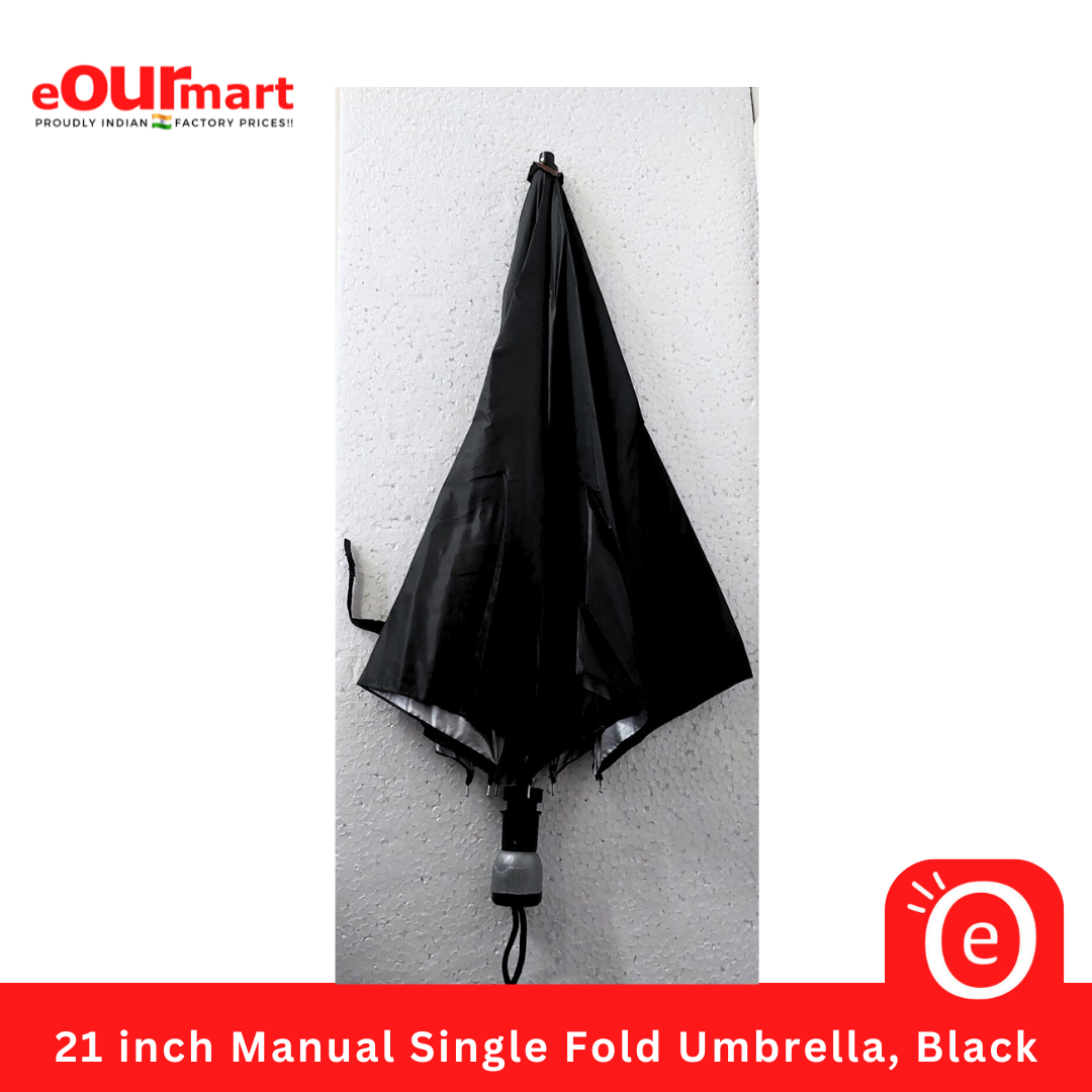 21 inch Manual Single Fold Umbrella, Black 