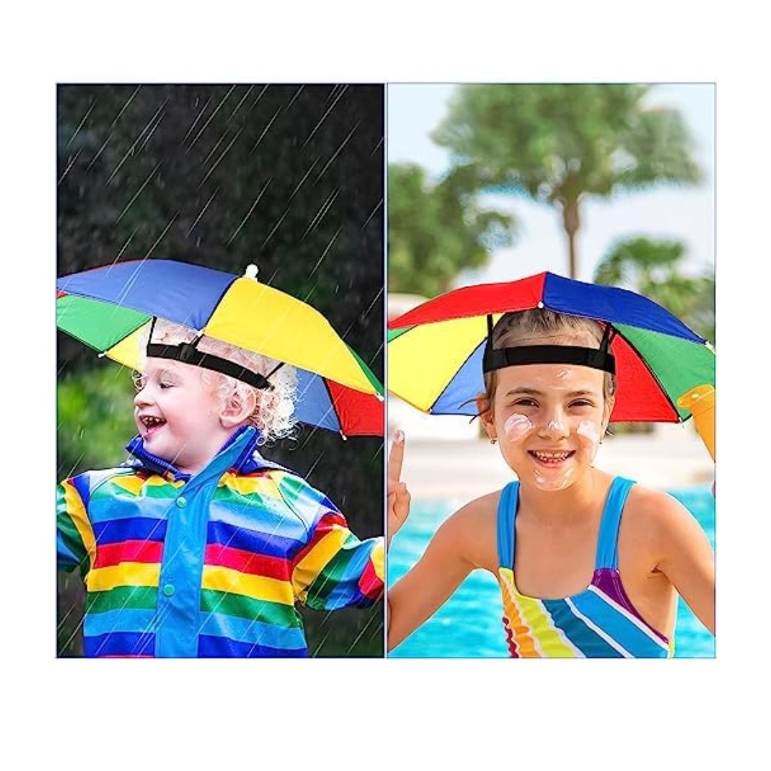 Umbrella Hands Free, Rainbow Colorful Hat Umbrella, Kids Umbrella  (Multicolor)