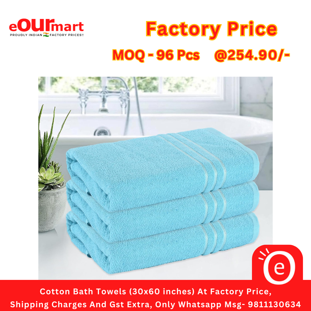 Cotton Bath Towels | Extra Soft & Absorbent Large Size Towels for Bathing (30x60 inches, Multicolor)