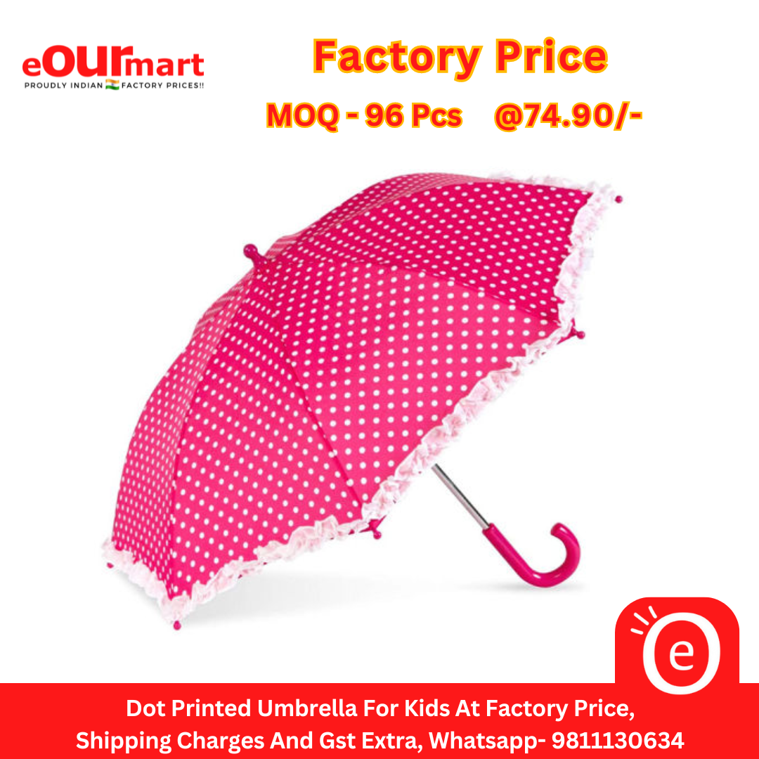 Dot Printed  Umbrella For Kids, Size - 12 Inch, Multicolor