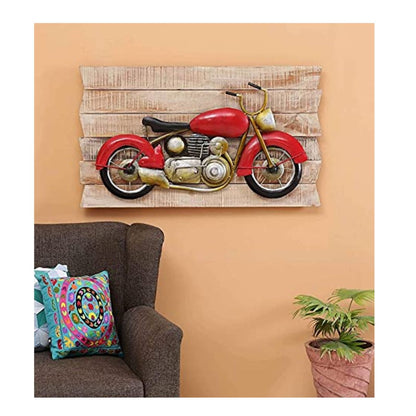 Metal Wall Art Red Bike Frame | Metal Bike Wall Decor | Anti Rust Powder Coated | Premiun Wall Hanging For Living Room And Bedroom | (42.5 X 4 X 24.5 Inch)