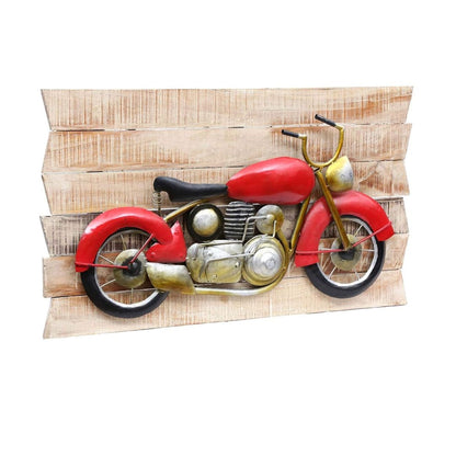 Metal Wall Art Red Bike Frame | Metal Bike Wall Decor | Anti Rust Powder Coated | Premiun Wall Hanging For Living Room And Bedroom | (42.5 X 4 X 24.5 Inch)