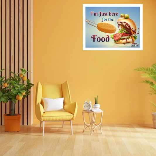 Delicious Food Quotes White Wall Frames | Food Quote Photo Frame I am Just Here for The Food for Restaurant, Kitchen Restaurant, Hostel mess, Hotel kitchen (14X18 Inch)