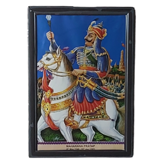 Maharana Pratap Photo with Frame (12x18 Inch)Frame Colour May Vary