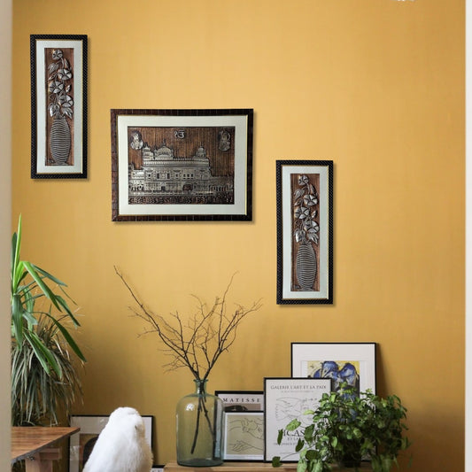 Copper Metal Golden Temple Wall Art