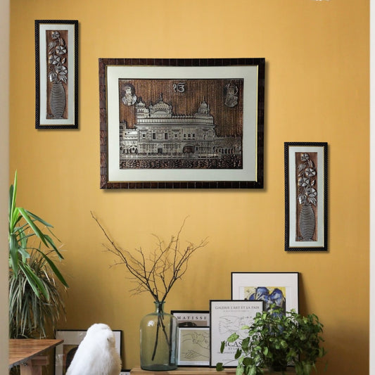 Coppr Metal Golden Temple Wall Art