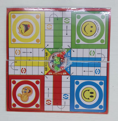 2 in 1 Game, Ludo and Chess Foldable Plastic Mat - Ideal for Parties, Fun, and Family Game Nights (Size 12 Inch, Colour And Design May Vary)