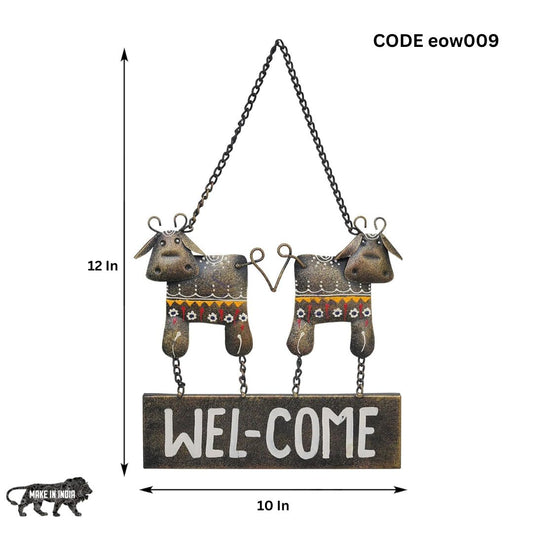 Metal Wall Art Wel-Come Cow Key Holder 