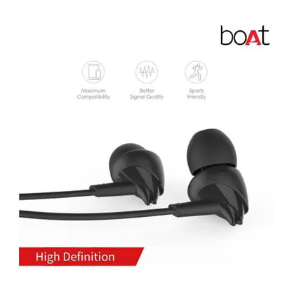 Earphones boAt Bassheads 110, Ear Wired Earphones with Mic (Colour Black)