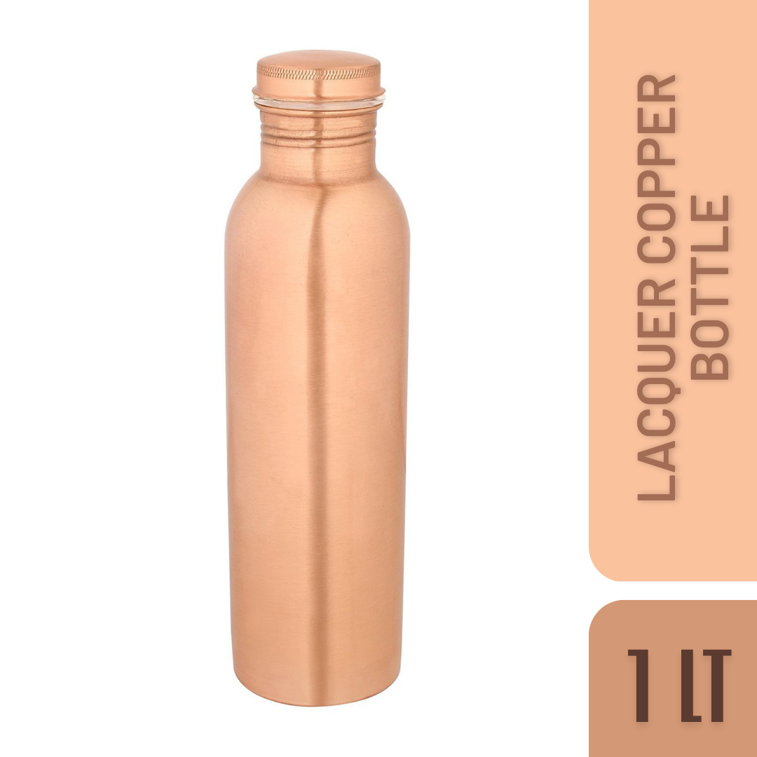 Copper Water Bottle, Outside Lacquer Coated Bottle (1000 ML)